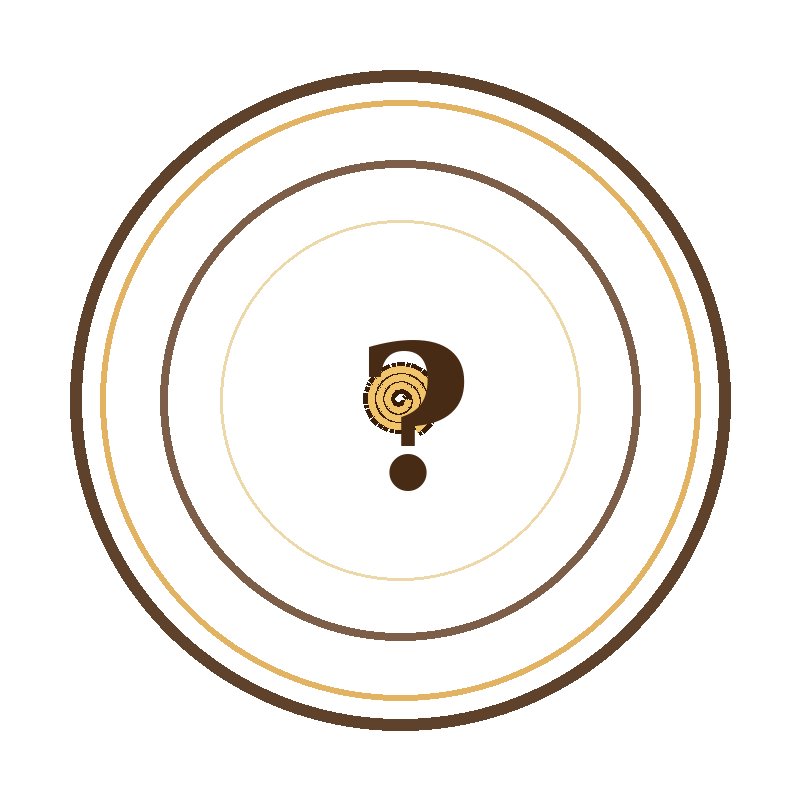 The Amian seal, a parchment circle with a spiral and question mark.